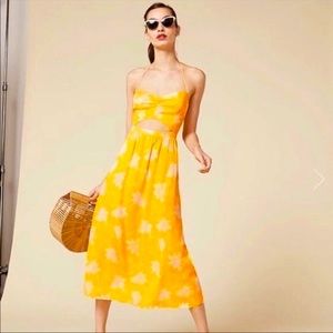 Reformation Addie Midi Cut-Out Halter Dress. Sweetheart Neckline. Size 8. EUC